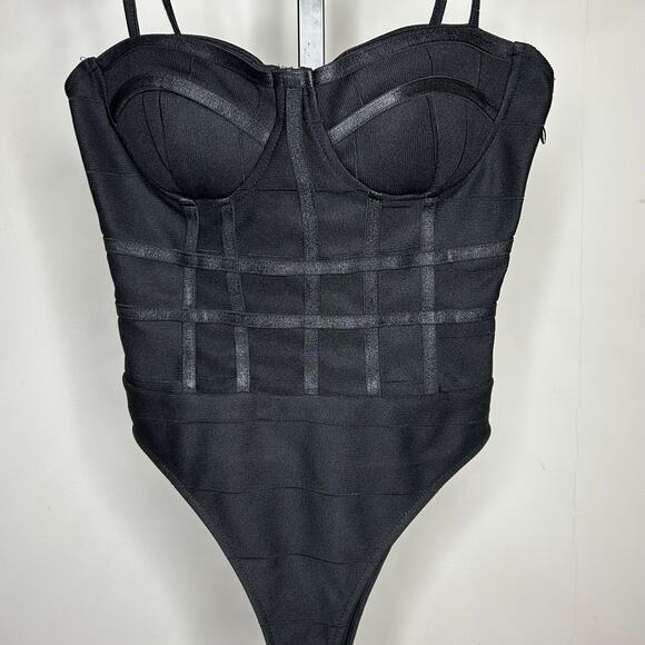 Fashion Nova Black Corset Bodysuit-XS‎ adjustable straps, button closure, zipper - Picture 1 of 7